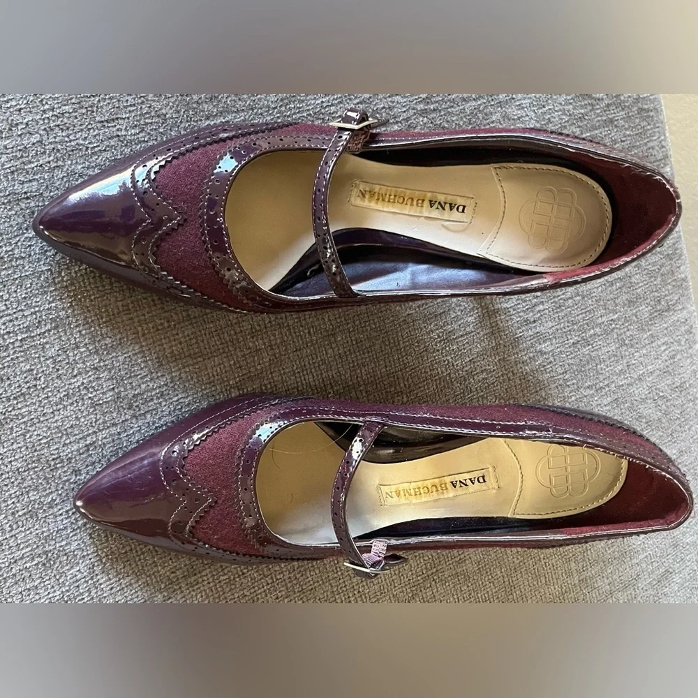 Women's Plum Burgundy Mary Jane Shoes - Picture 6 of 9